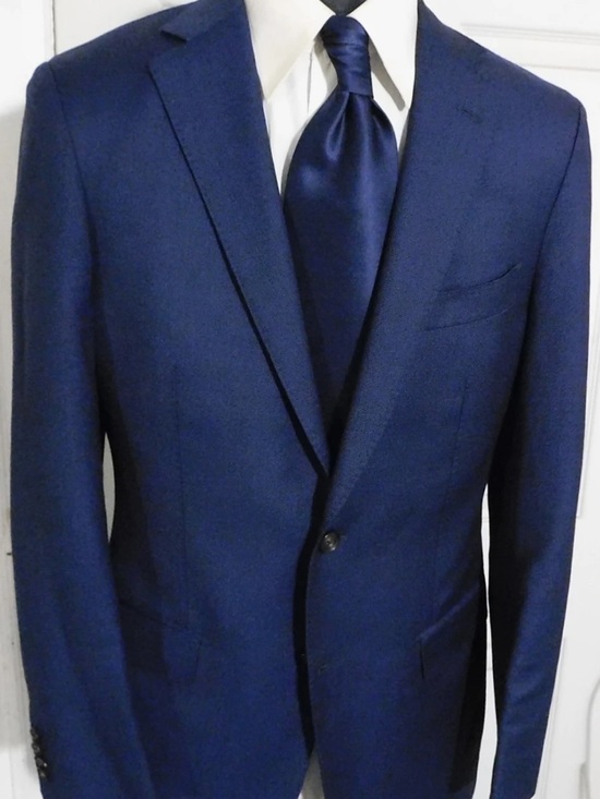 Suitsupply Other - Suitsupply Sienna 40L Navy + Black Birdseye 100% VBC Wool Canvassed Jacket
